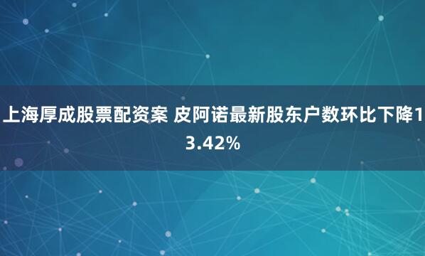 上海厚成股票配资案 皮阿诺最新股东户数环比下降13.42%